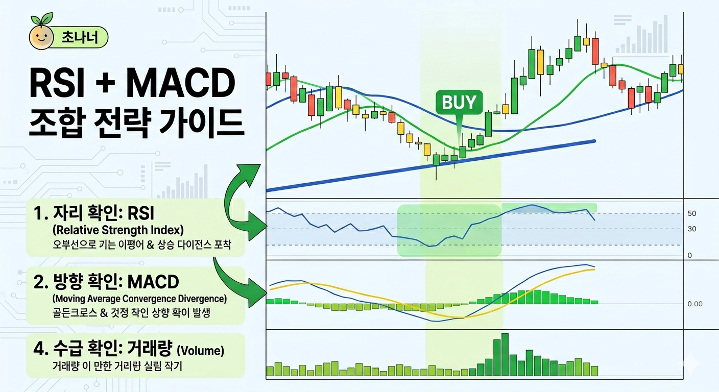 보조지표 보는 법 RSI 과매도 MACD 골든크로스 설명 이미지