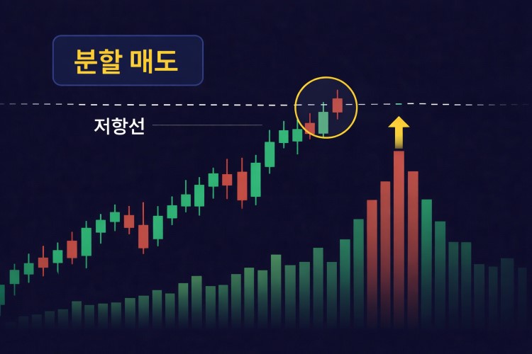 주식 매도 타이밍 분할 매도 저항선 거래량 급증 차트