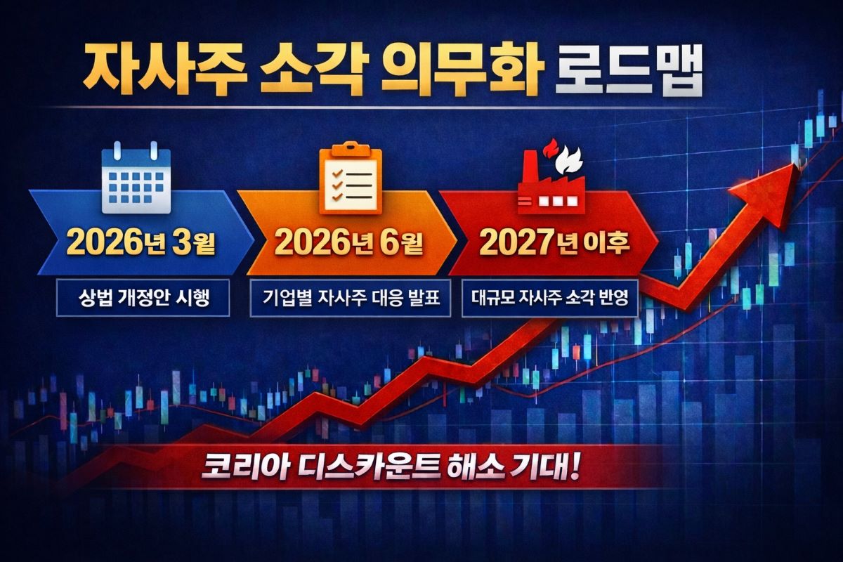 2026 자사주 소각 의무화 정책 로드맵과 한국 증시 수혜주 상승 기대 흐름 이미지