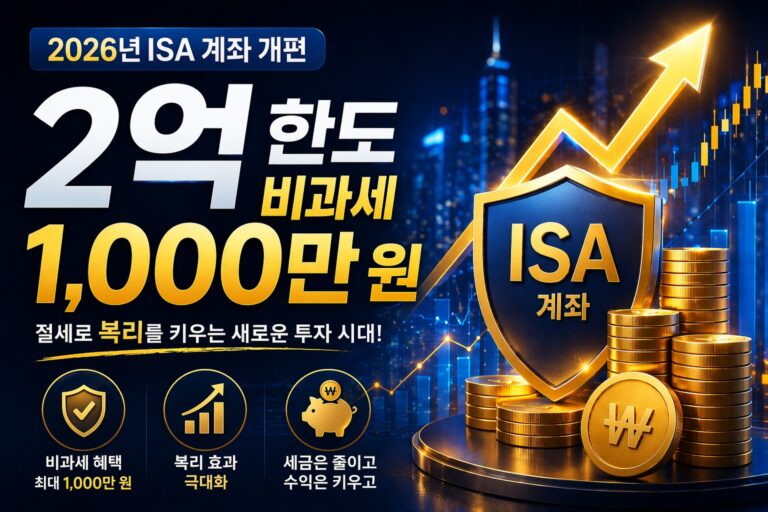 2026 ISA 계좌 개편 2억 한도 비과세 1000만 원 대표 썸네일 이미지