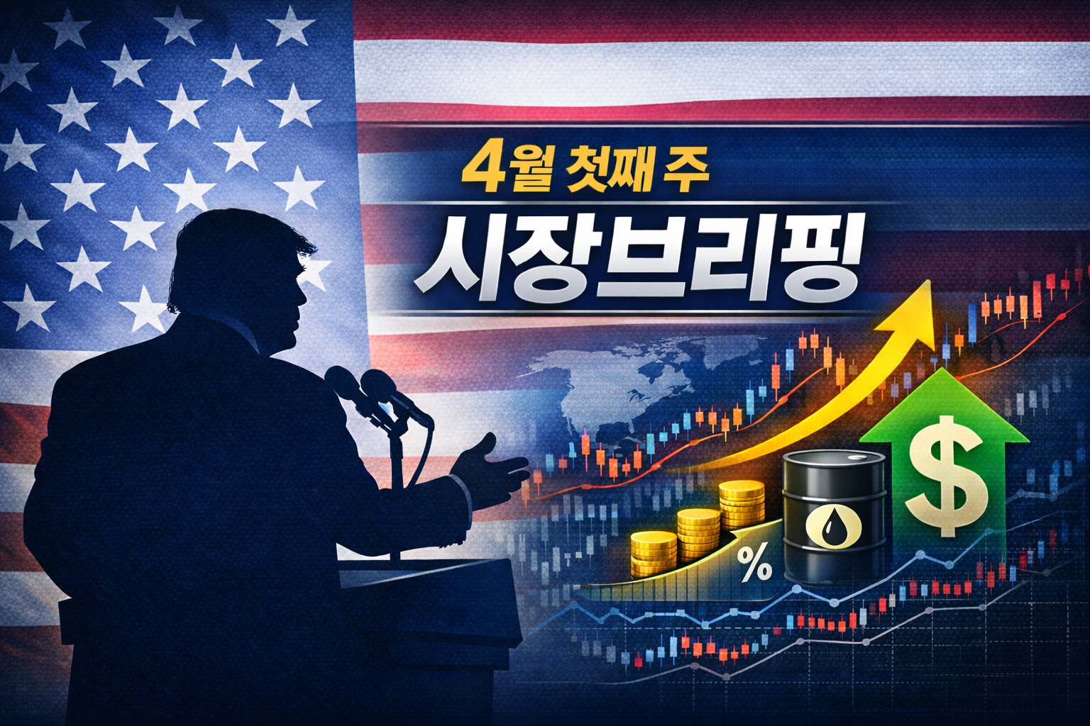 4월 첫째 주 시장브리핑 대표 이미지, 트럼프 발언과 유가 급등에 따른 증시 변동성