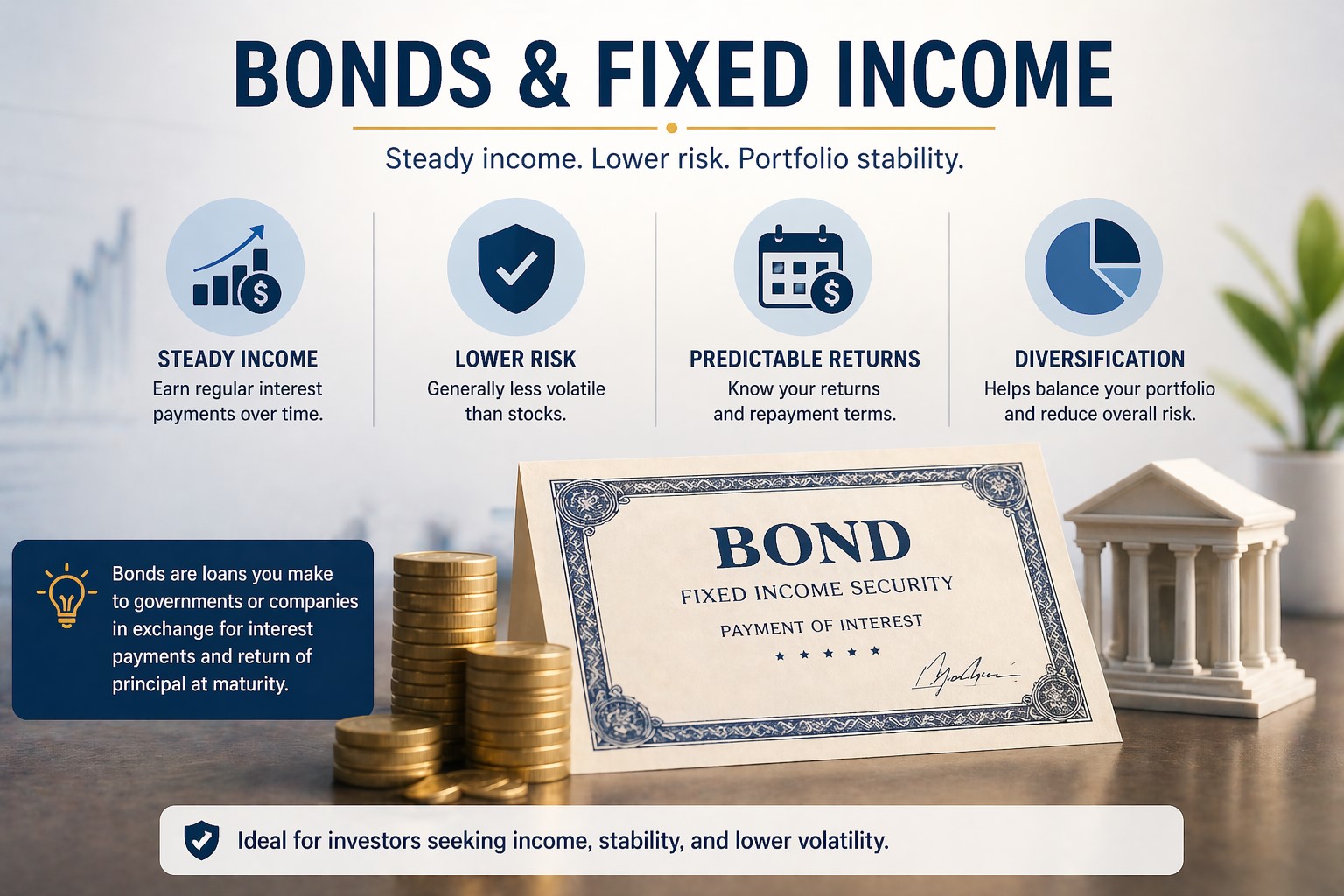 bonds and fixed income investment for stable income and low risk