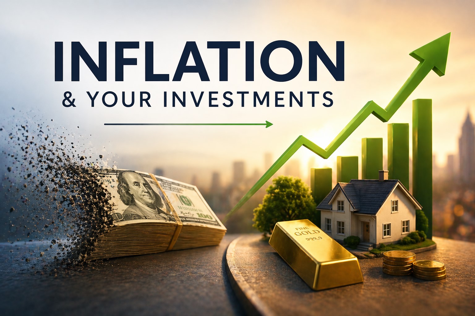 how inflation affects your investments cash vs assets growth concept