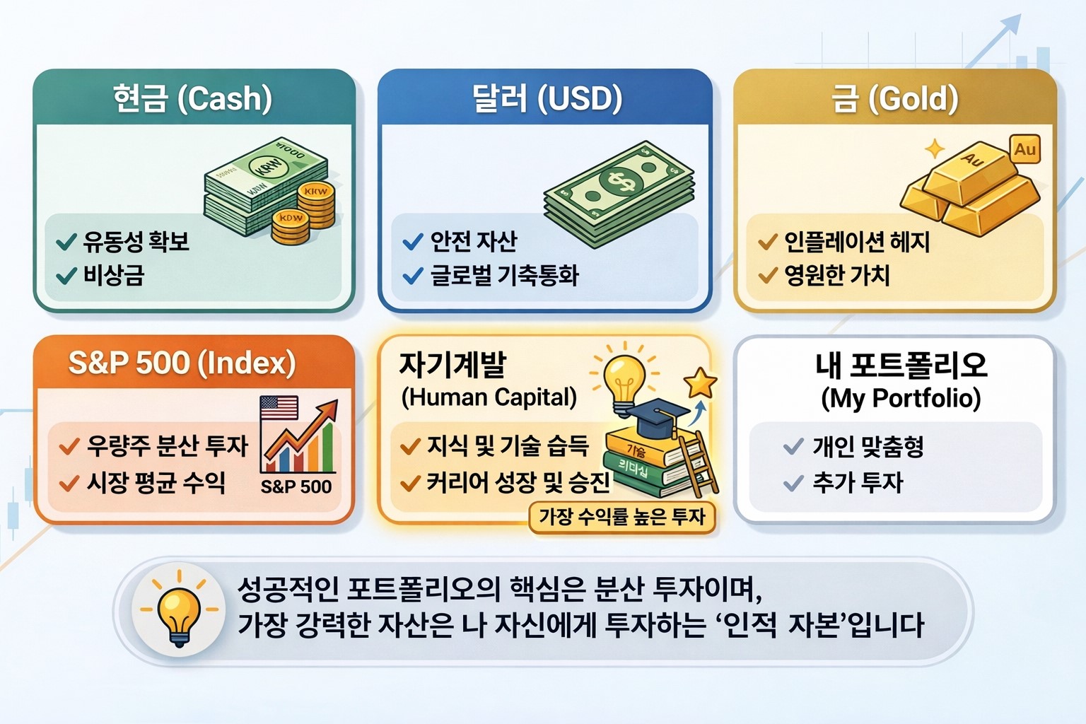 인플레이션 투자 방법 포트폴리오 카드형 인포그래픽