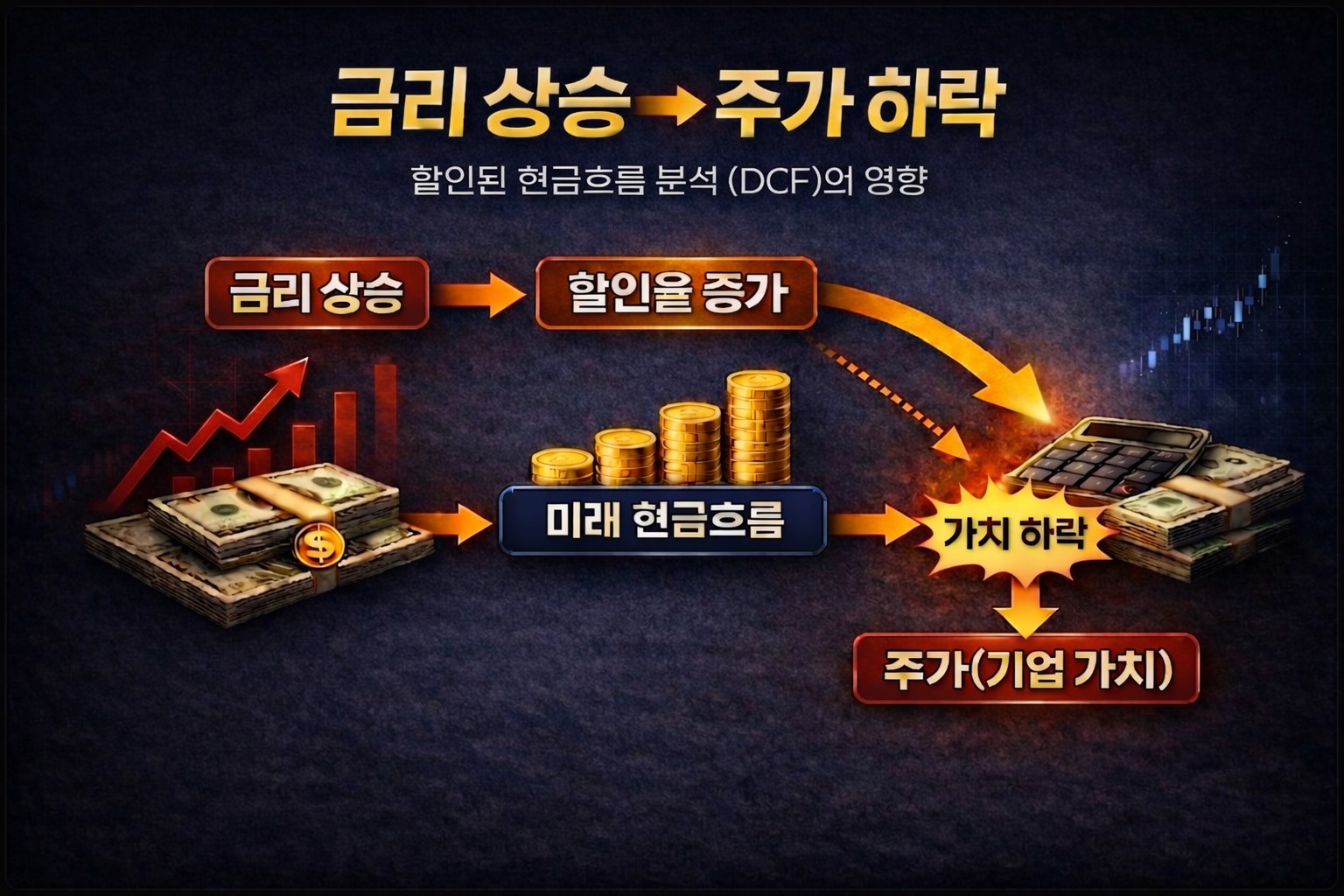 미국 10년물 금리와 주가 상관관계를 나타내는 인포그래픽