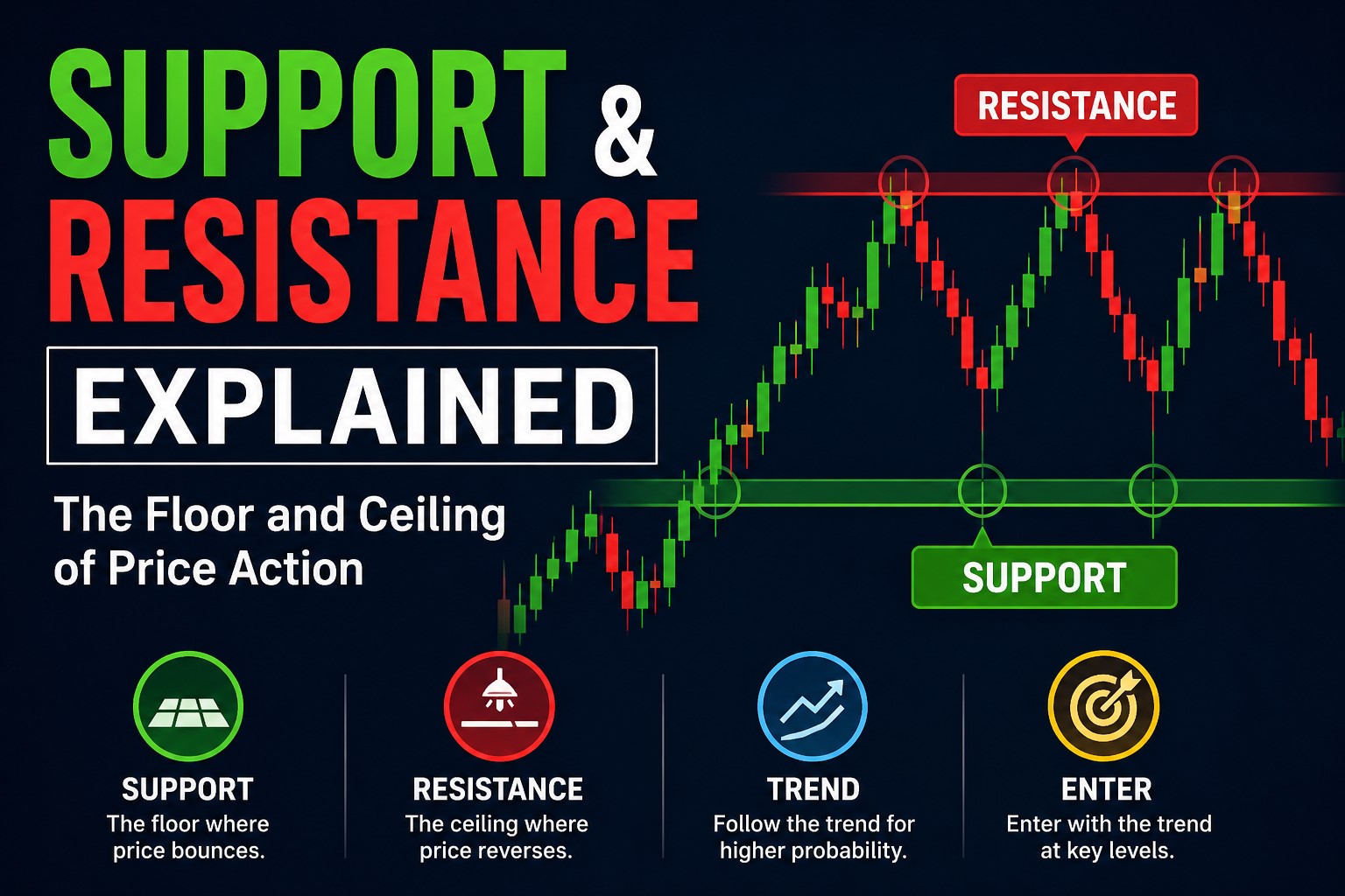 support and resistance explained chart for beginners