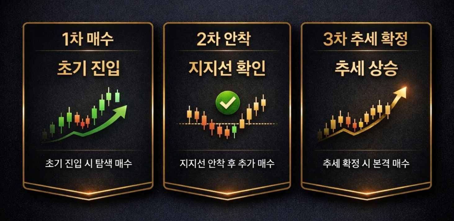 4월 미국 증시 반등 구간 3단계 분할 매수 전략 카드형 이미지