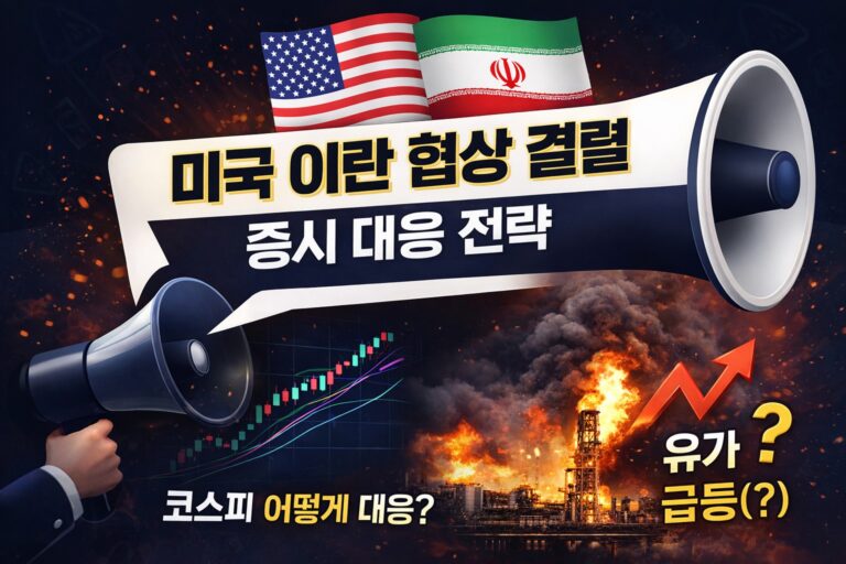 미국 이란 협상 결렬 이후 유가 급등과 코스피 대응 전략을 나타낸 대표 썸네일 이미지