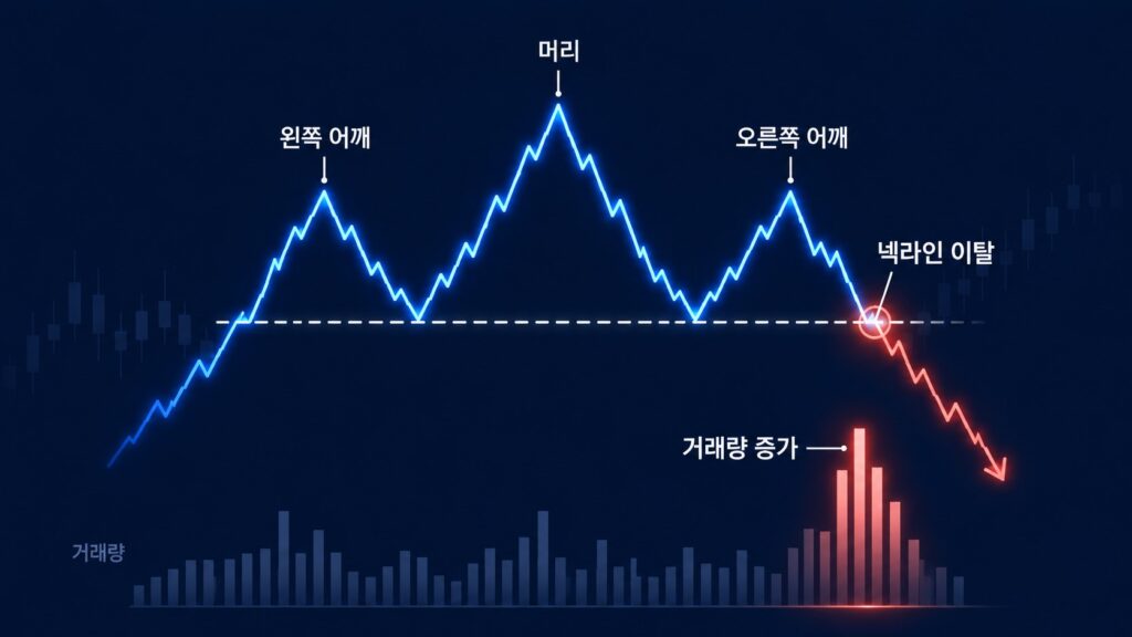 주식 헤드앤숄더 패턴에서 넥라인 이탈과 거래량을 확인하는 방법