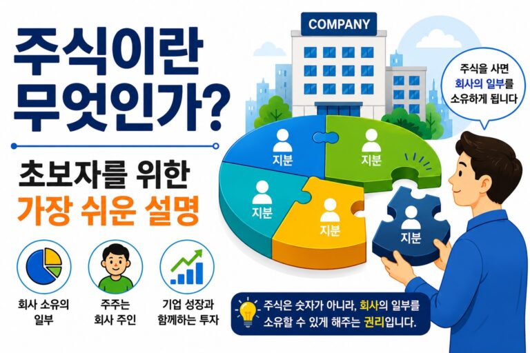 주식이란 무엇인가를 설명하는 초보자용 주식 기초 개념 썸네일