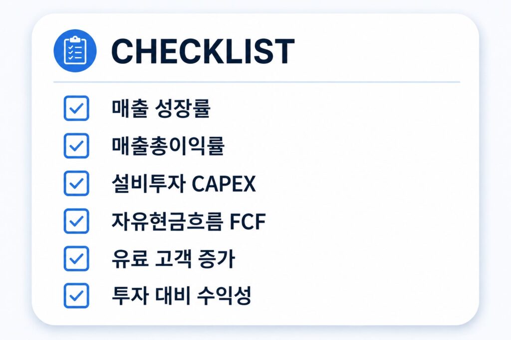 AI 기업 분석 시 확인할 매출 성장률과 CAPEX 자유현금흐름 체크리스트