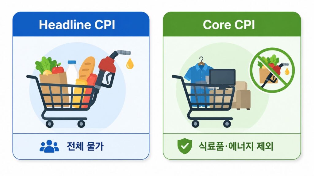 헤드라인 CPI와 Core CPI 차이를 비교한 이미지