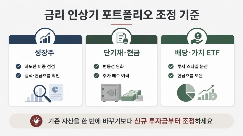 금리 인상기 포트폴리오 성장주 배당 ETF 단기채 현금 비중 조정