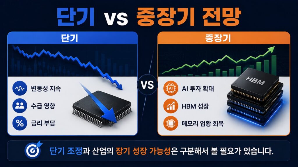 반도체주 단기 전망과 중장기 전망 비교