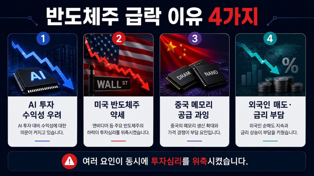 반도체주 급락 원인 4가지 인포그래픽