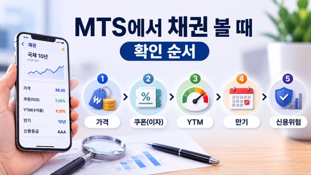 MTS에서 채권 가격 쿠폰 YTM 만기 신용위험을 확인하는 순서