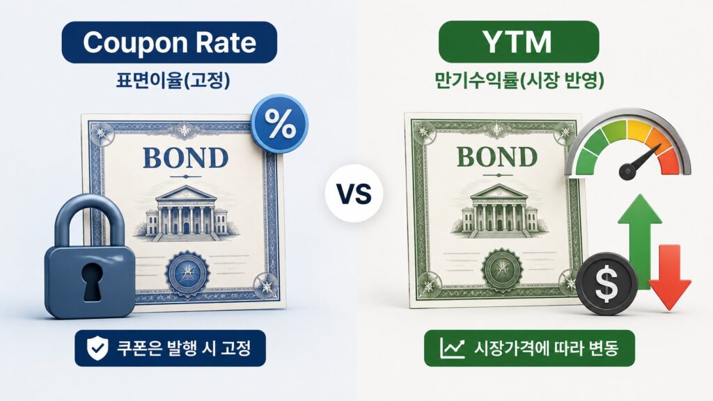 채권 표면이율 Coupon Rate과 YTM 만기수익률의 차이