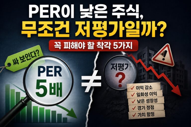 PER이 낮은 주식이 실제 저평가인지 판단하는 대표 이미지