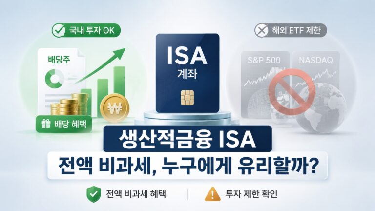 생산적금융 ISA 전액 비과세 혜택과 투자 제한을 설명하는 대표 이미지