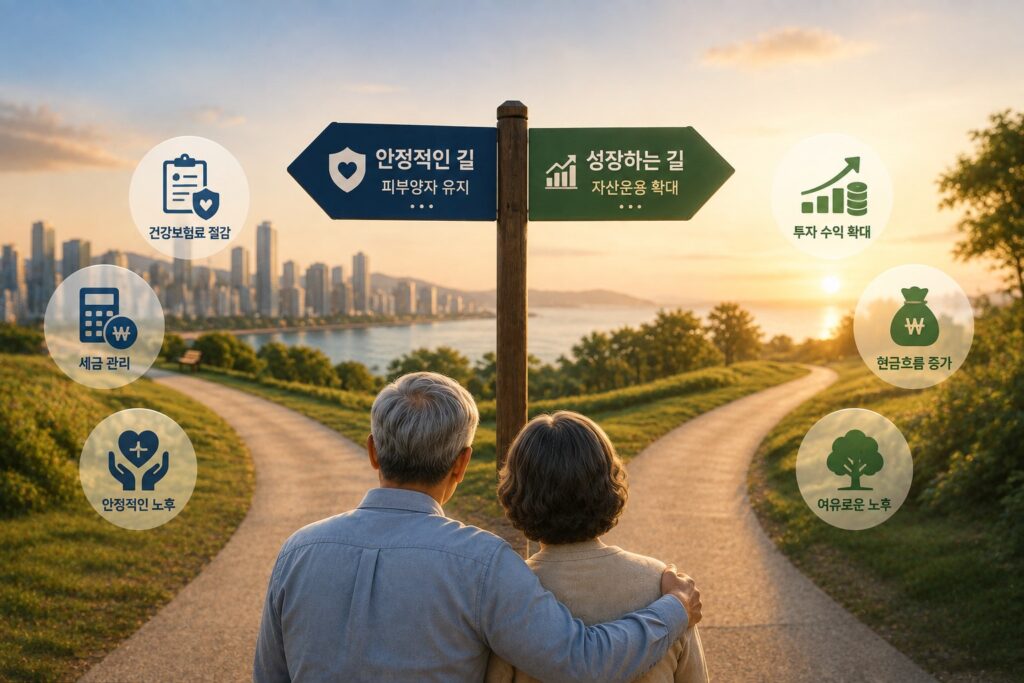 은퇴 후 금융소득과 건강보험 자격 변화를 고민하는 부부의 갈림길
