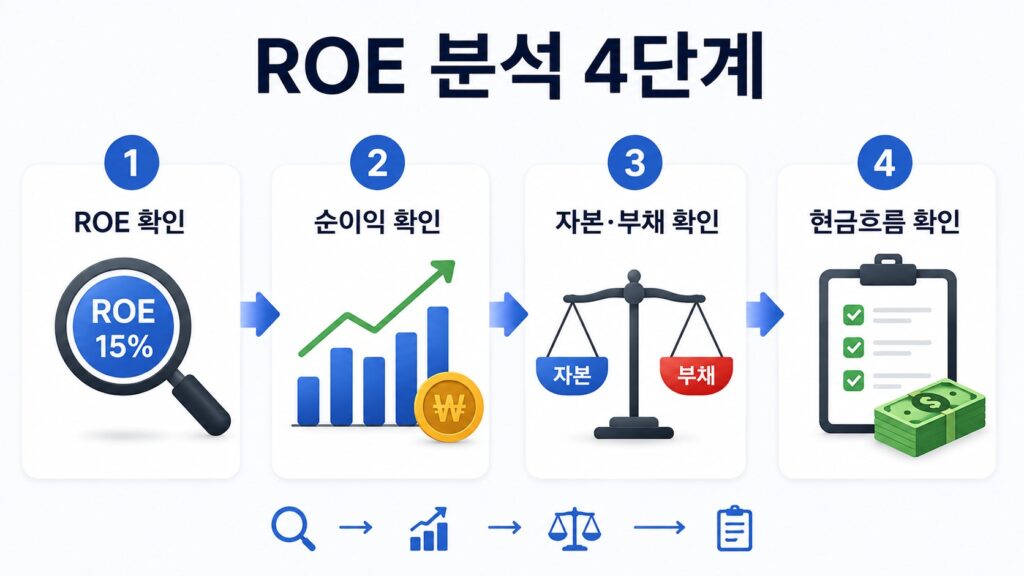 ROE를 순이익 자본 부채 현금흐름 순서로 확인하는 분석 과정