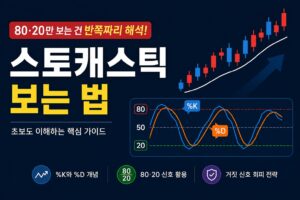 스토캐스틱 보는 법과 80·20 과매수 과매도 구간을 표현한 대표 이미지