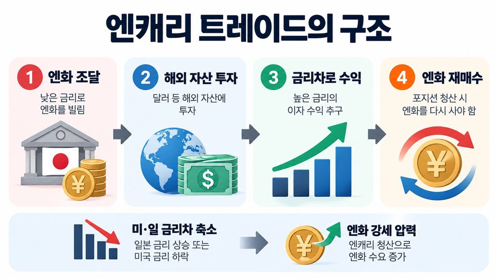 미일 금리차와 엔캐리 트레이드 청산으로 엔화가 움직이는 구조